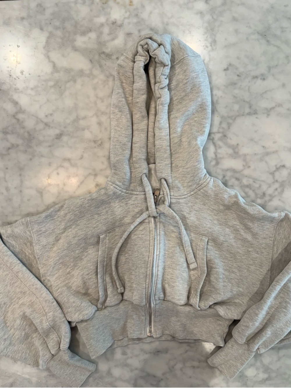 Zara Light Gray Labelled Cropped Sweatshirt